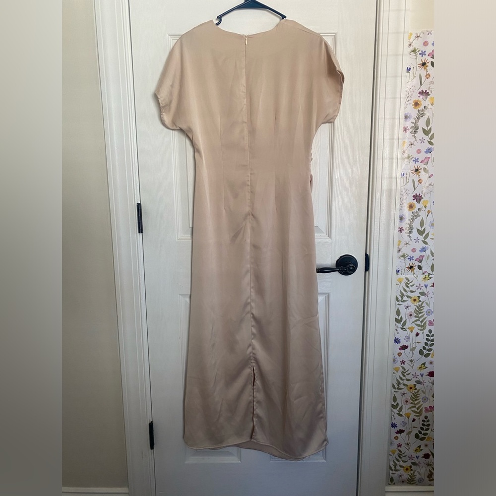 DAZY Neutral Beige Maxi Dress with Ruched Sleeves Size XL (US 6 measurements) - Picture 9 of 11
